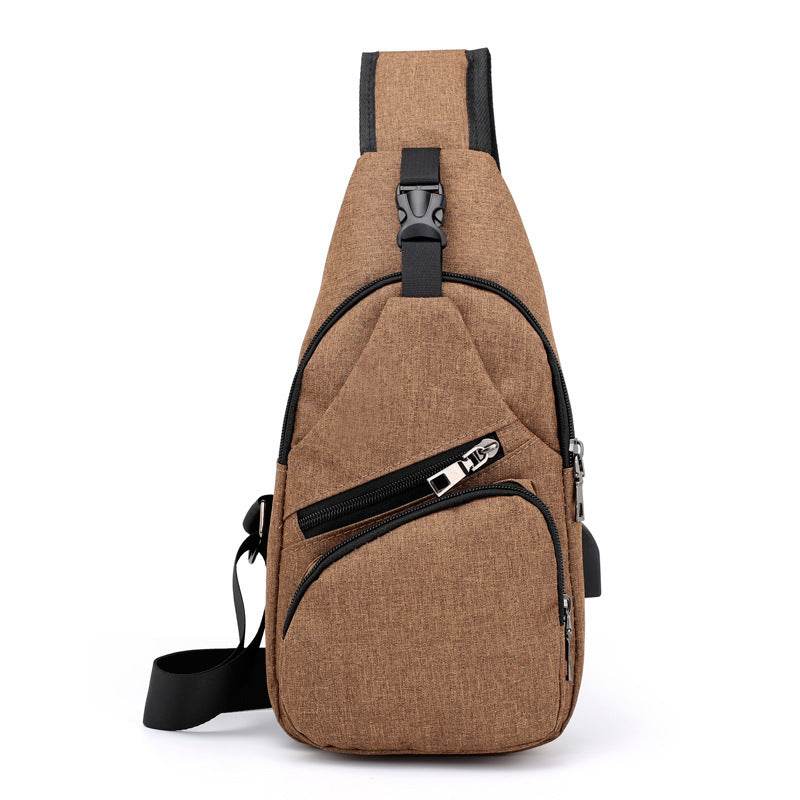 Mens Shoulder Bag Sling Chest Pack Canvas USB Charging Sports Crossbody Handbag Travel Knapsack Male Chestbags Mochila - Mubimart
