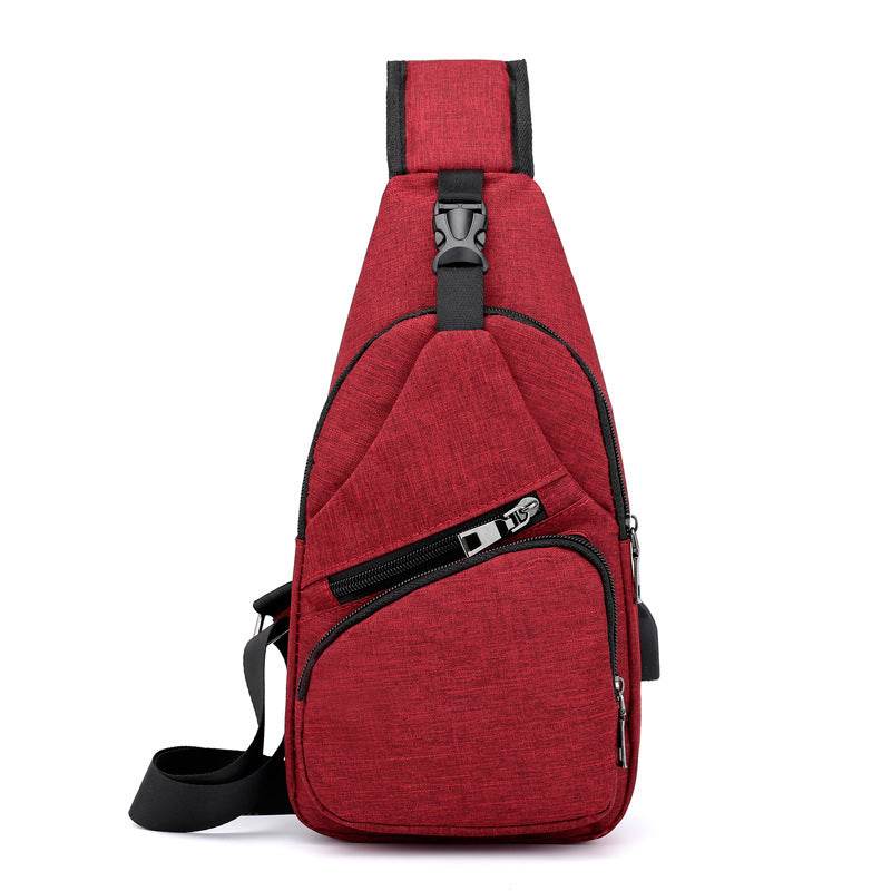 Mens Shoulder Bag Sling Chest Pack Canvas USB Charging Sports Crossbody Handbag Travel Knapsack Male Chestbags Mochila - Mubimart