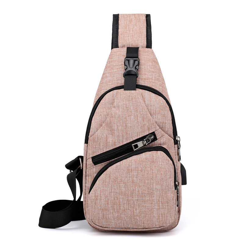 Herren Umhängetasche Sling Brust Pack Canvas USB Lade Sport Crossbody Handtasche Reise Knapsack Männlichen Brusttaschen Mochila