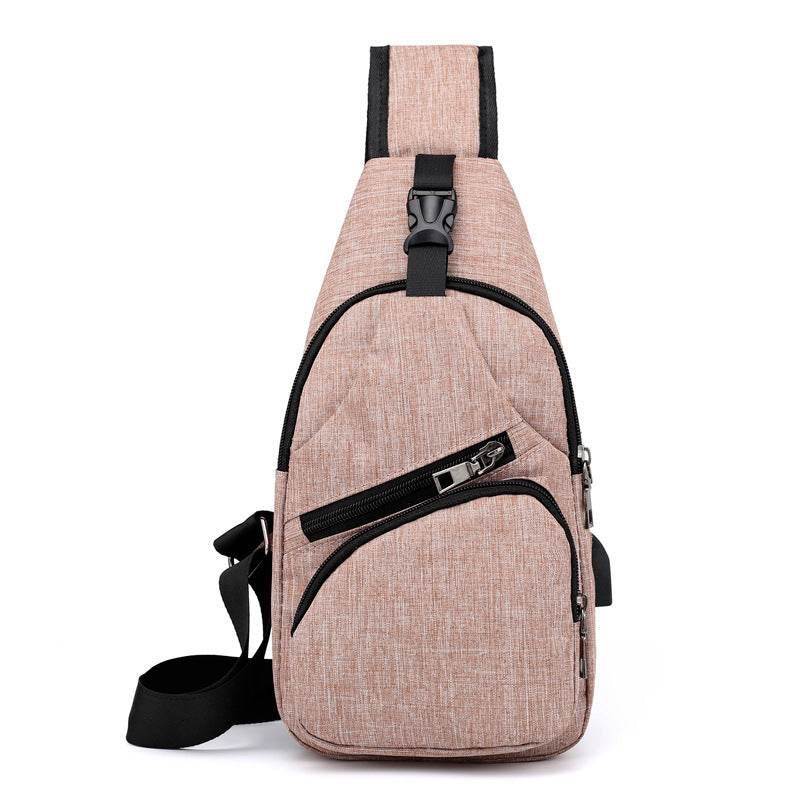 Mens Shoulder Bag Sling Chest Pack Canvas USB Charging Sports Crossbody Handbag Travel Knapsack Male Chestbags Mochila - Mubimart