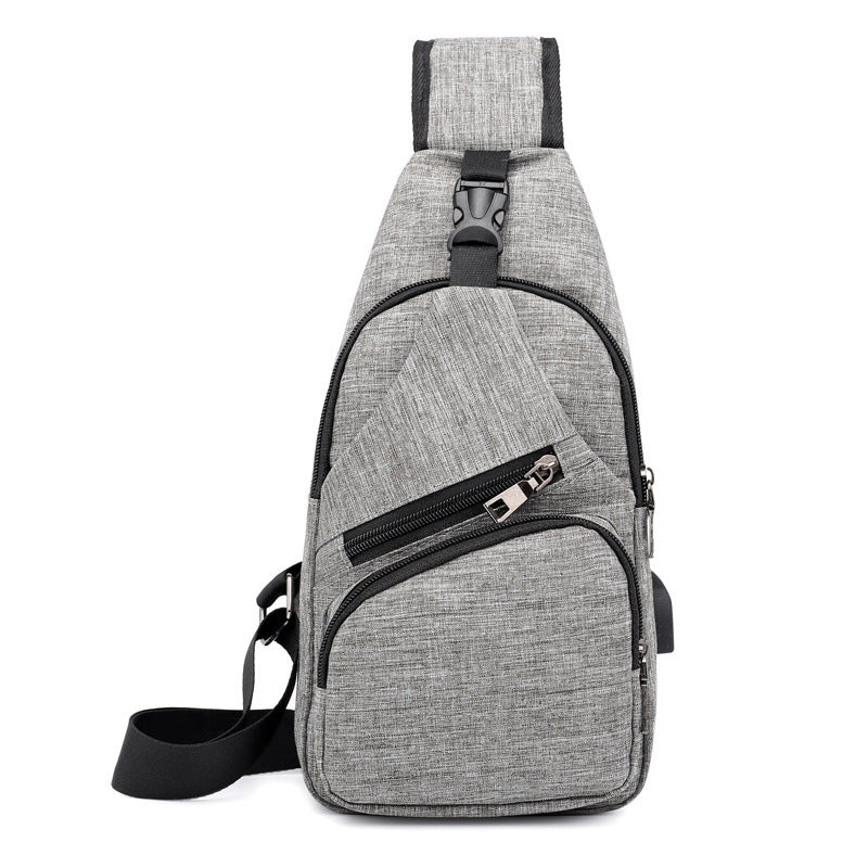 Herren Umhängetasche Sling Brust Pack Canvas USB Lade Sport Crossbody Handtasche Reise Knapsack Männlichen Brusttaschen Mochila