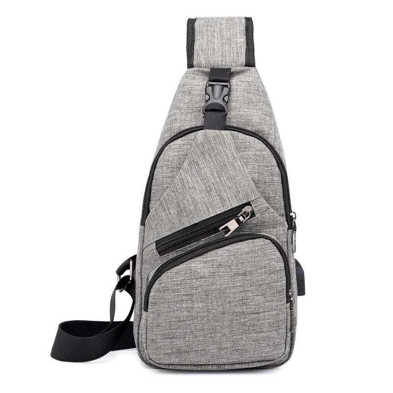 Mens Shoulder Bag Sling Chest Pack Canvas USB Charging Sports Crossbody Handbag Travel Knapsack Male Chestbags Mochila - Mubimart