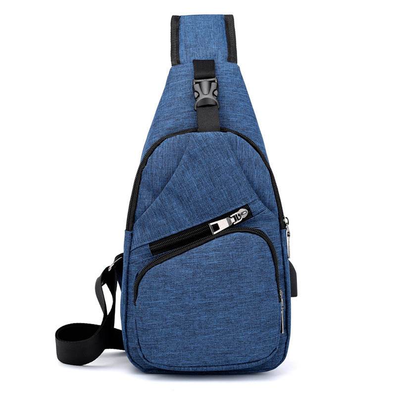 Mens Shoulder Bag Sling Chest Pack Canvas USB Charging Sports Crossbody Handbag Travel Knapsack Male Chestbags Mochila - Mubimart