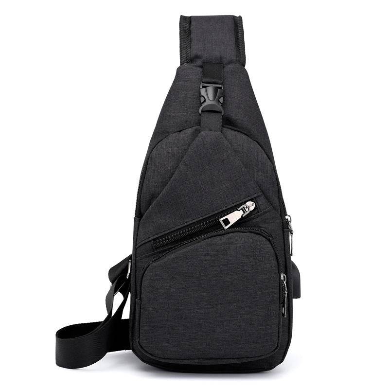 Mens Shoulder Bag Sling Chest Pack Canvas USB Charging Sports Crossbody Handbag Travel Knapsack Male Chestbags Mochila - Mubimart