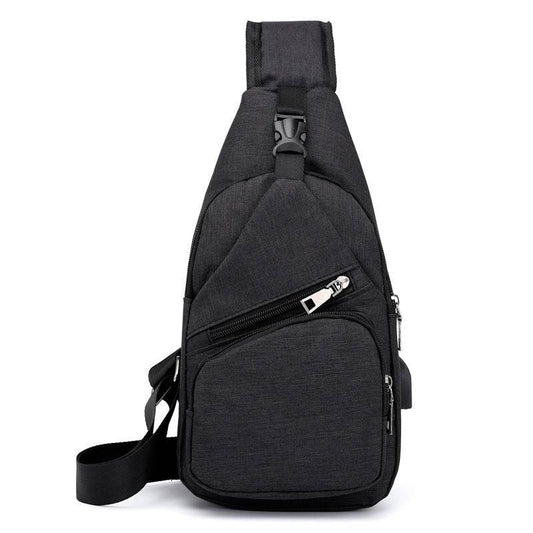 Mens Shoulder Bag Sling Chest Pack Canvas USB Charging Sports Crossbody Handbag Travel Knapsack Male Chestbags Mochila - Mubimart