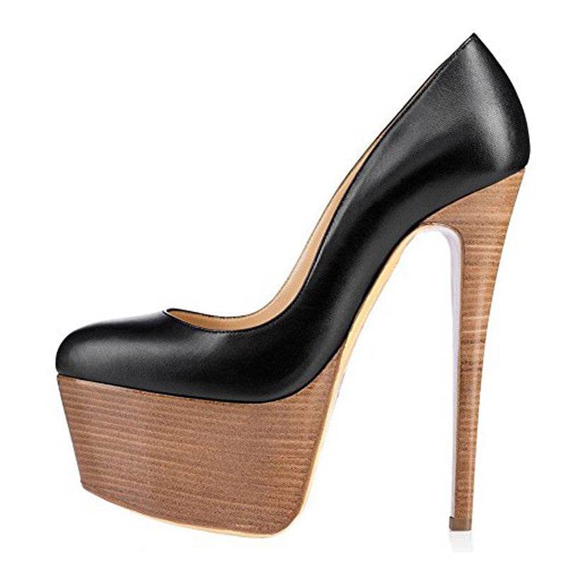 Women's Round Toe Platform High Heels - Mubimart