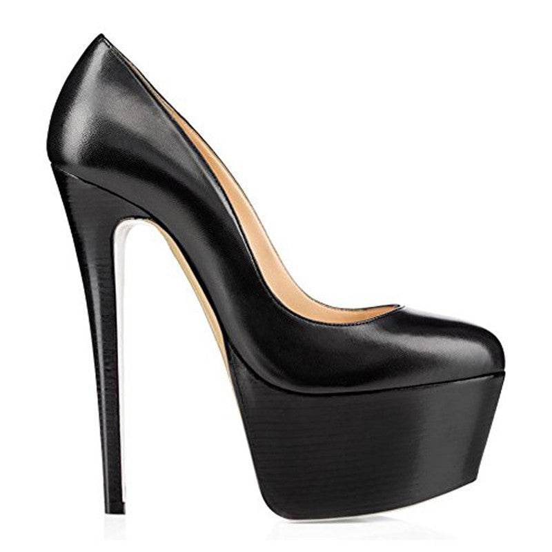 Women's Round Toe Platform High Heels - Mubimart