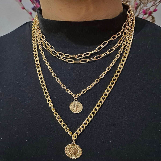 Queen Embossed Pendant Necklace Sweater Chain Women - Mubimart