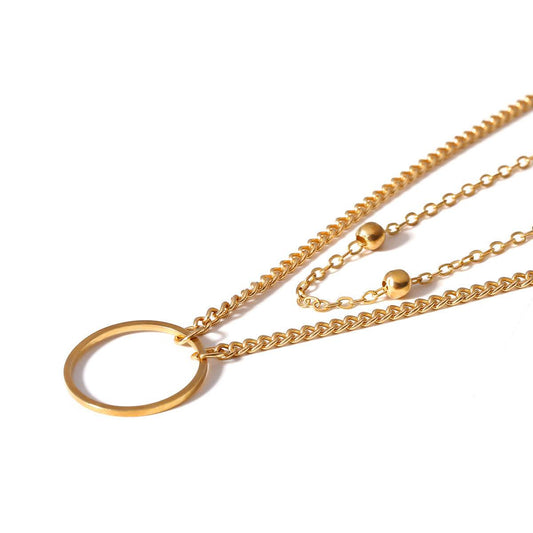 SUMENG New Arrival Fashion Modern Choker Necklace Two Layers Round Necklaces Gold Color Necklace Choker Jewelry For Women - Mubimart
