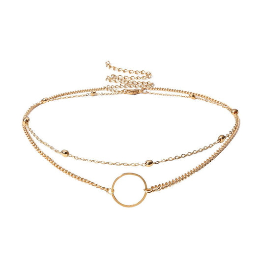 SUMENG New Arrival Fashion Modern Choker Necklace Two Layers Round Necklaces Gold Color Necklace Choker Jewelry For Women - Mubimart