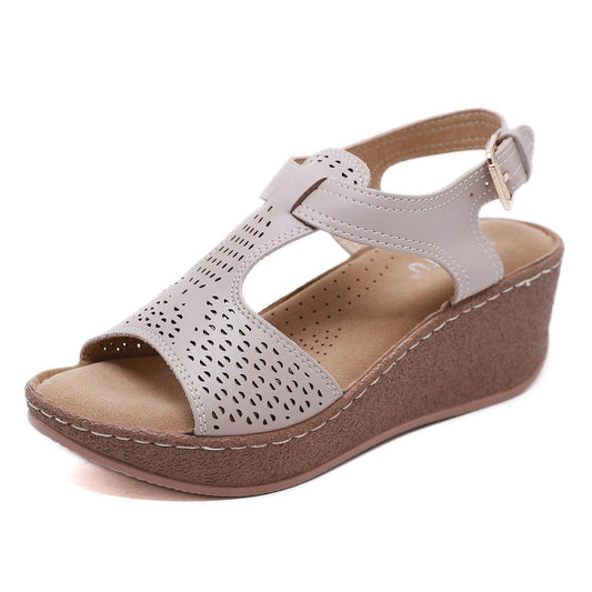 Wedge Heel Light Casual Velcro Sandals - Mubimart