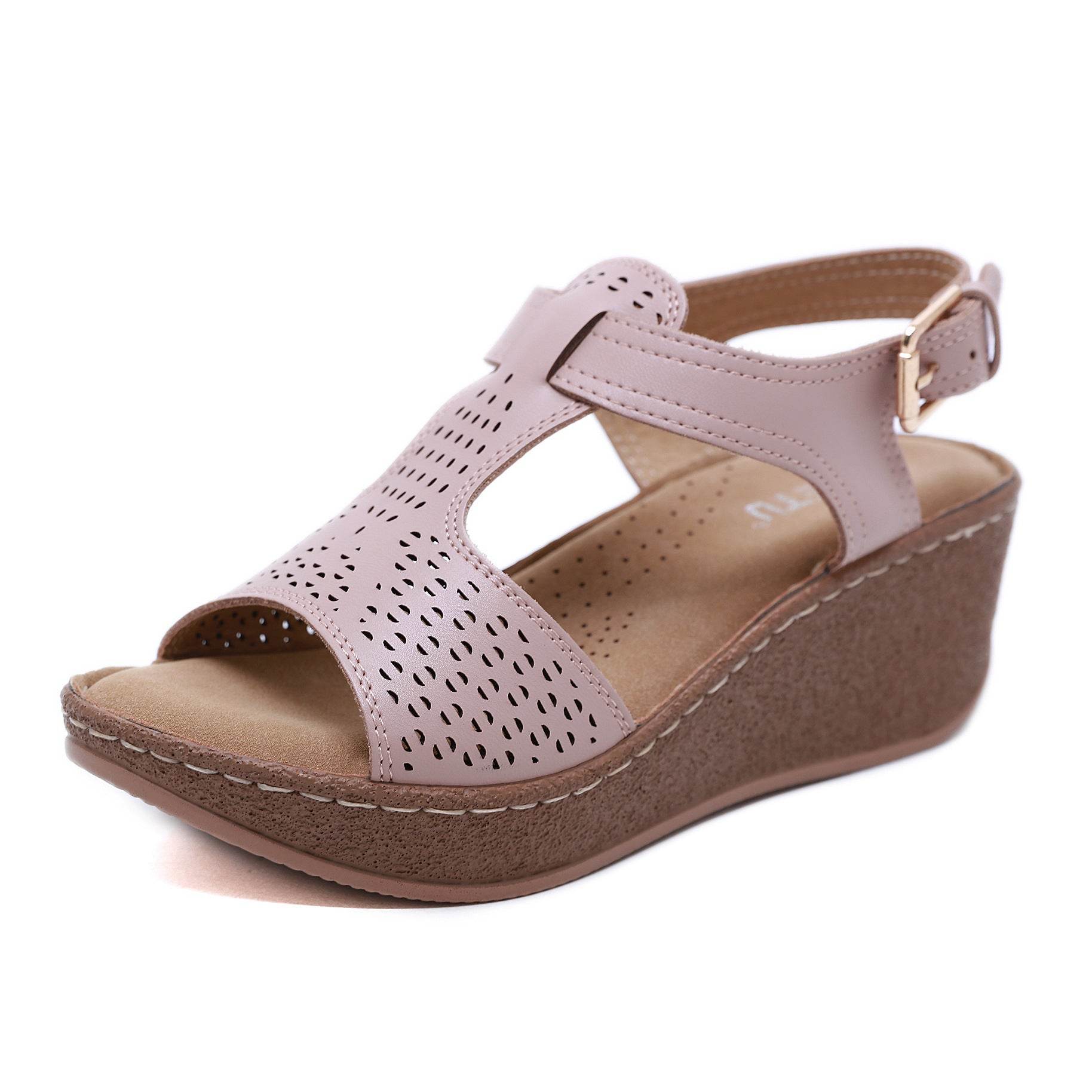 Wedge Heel Light Casual Velcro Sandals - Mubimart