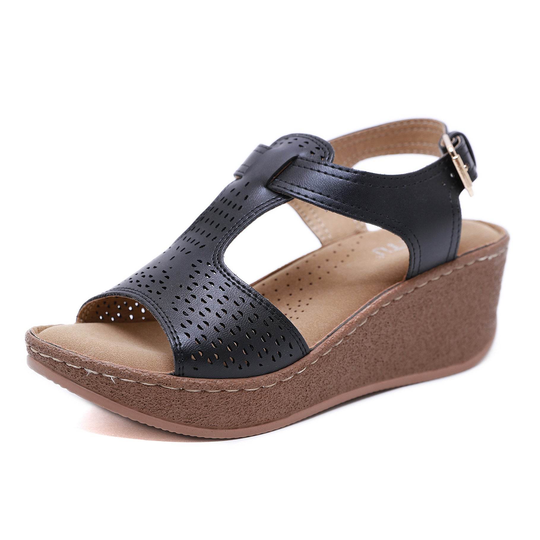 Wedge Heel Light Casual Velcro Sandals - Mubimart