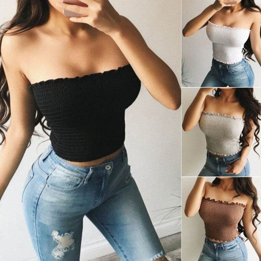 Sexy Fashion Summer Skinny Women Sleeveless Crop Tops Backl - Mubimart