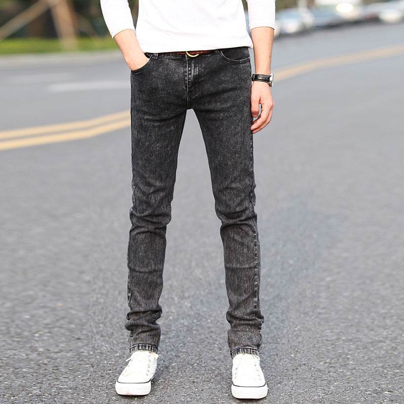 Men's White Slim Fit Stretch Stiletto Jeans - Mubimart