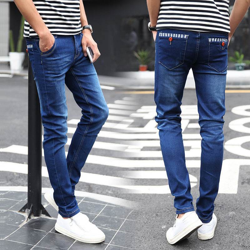 Men's White Slim Fit Stretch Stiletto Jeans - Mubimart