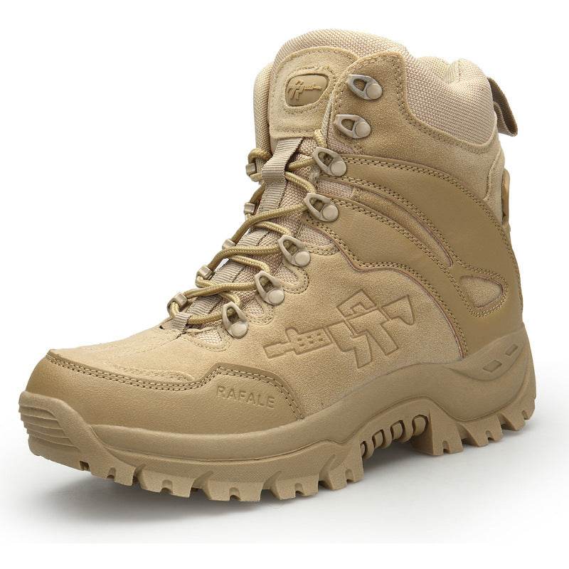 Autumn And Winter Men's Shoes Outdoor Hiking Shoes High-Top Lace-Up Hiking Cross-Country Shoes Desert Short Boots Military Boots Large Size Cross-Border - Mubimart