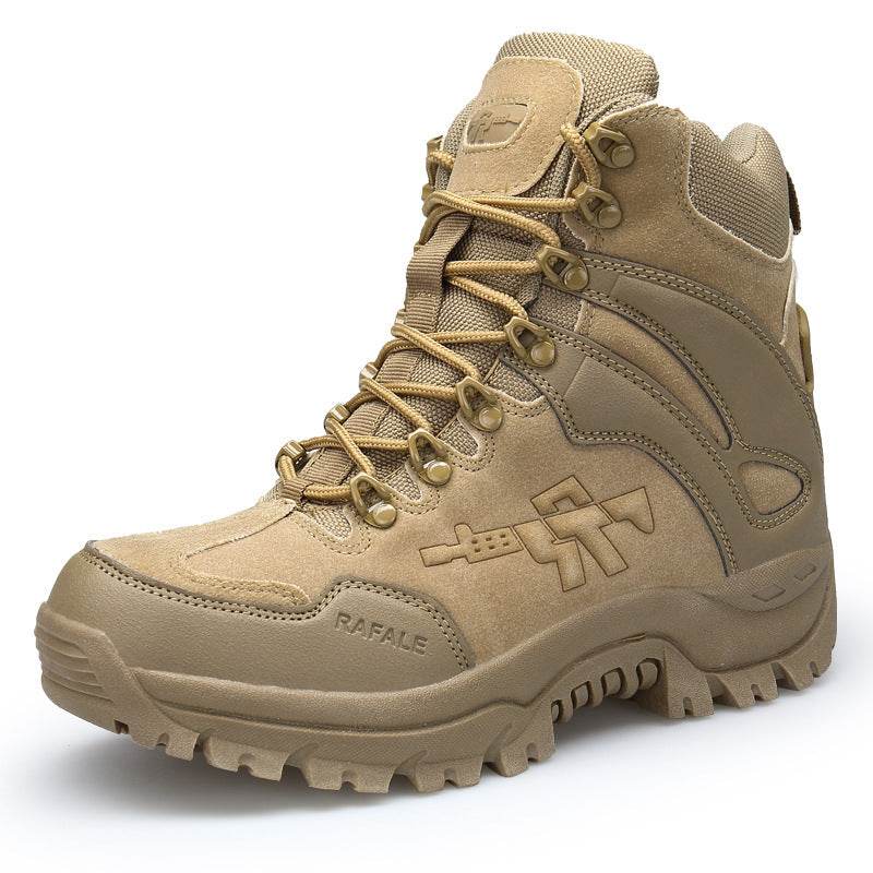 Autumn And Winter Men's Shoes Outdoor Hiking Shoes High-Top Lace-Up Hiking Cross-Country Shoes Desert Short Boots Military Boots Large Size Cross-Border - Mubimart