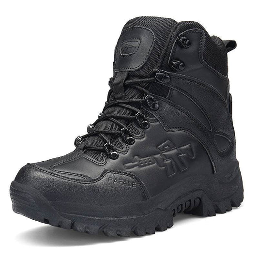 Autumn And Winter Men's Shoes Outdoor Hiking Shoes High-Top Lace-Up Hiking Cross-Country Shoes Desert Short Boots Military Boots Large Size Cross-Border - Mubimart
