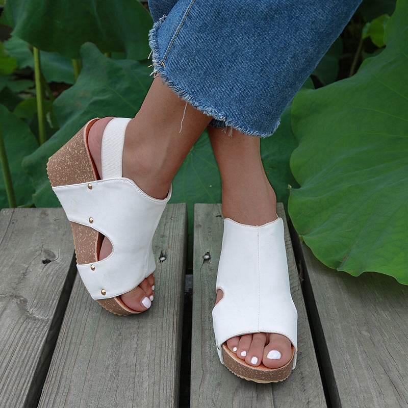 Open-Toe Wedge Sandals - Mubimart