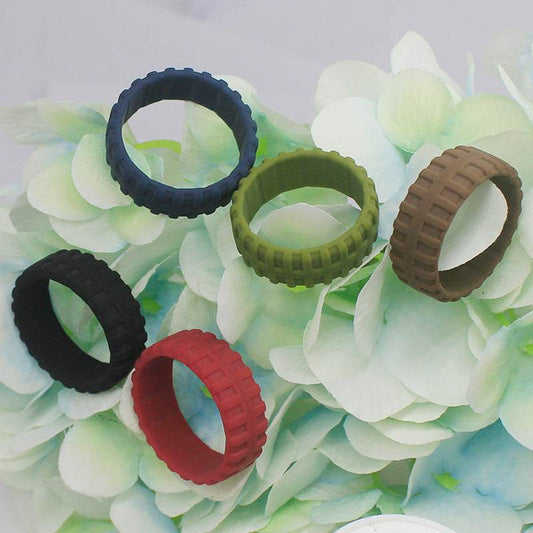 Amazon New Tire Pattern Silicone Ring Men's Breathable Silicone Ring Christmas Gift - Mubimart