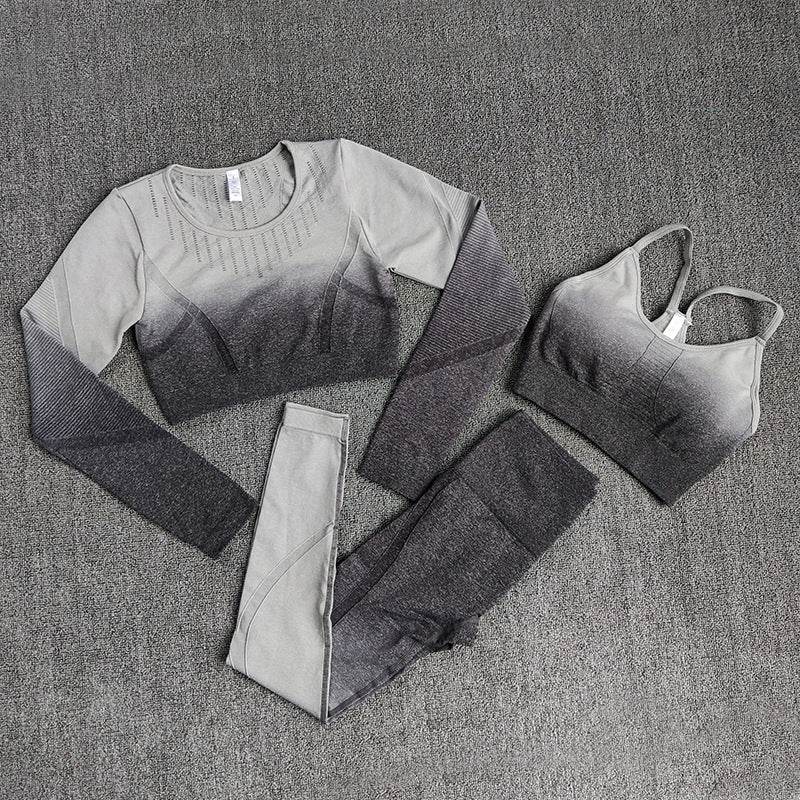 Breathable Sweat Absorbing Long Sleeve T-Shirt Training Fitness Capris Yoga Bra - Mubimart