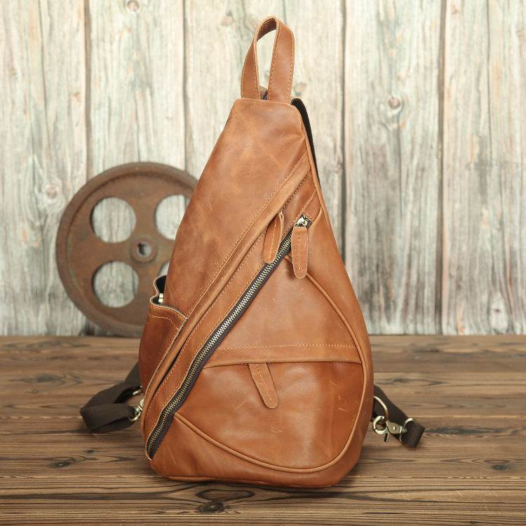 LACHIOUR Mens Genuine Leather Chest Bag Men - Mubimart