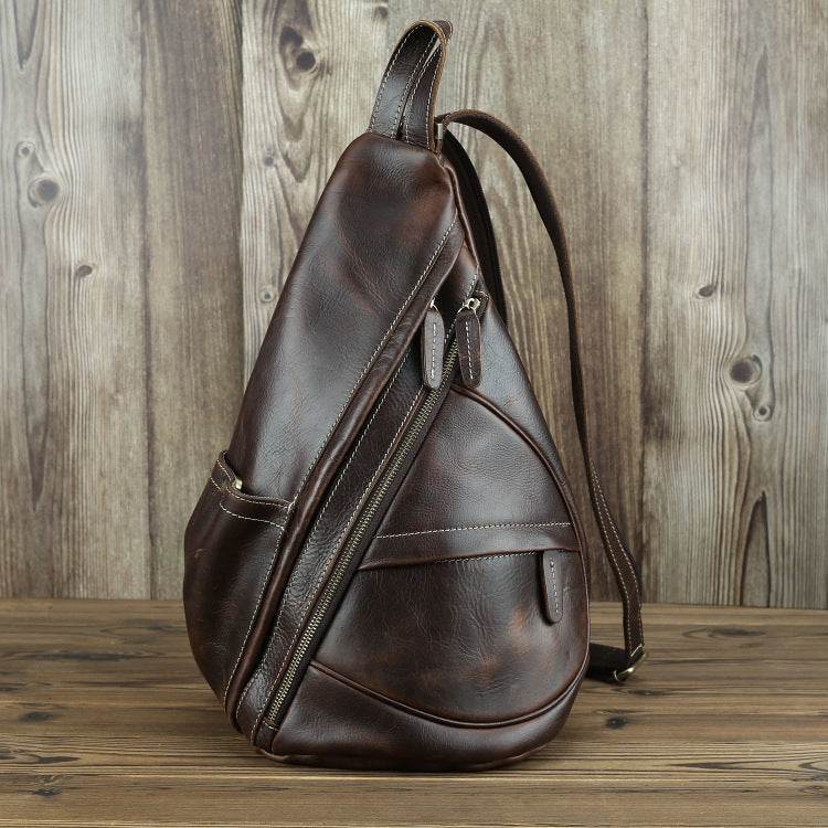 LACHIOUR Mens Genuine Leather Chest Bag Men - Mubimart