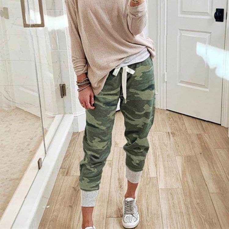 Camo print casual drawstring Jogger - Mubimart