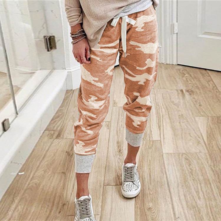 Camo print casual drawstring Jogger - Mubimart