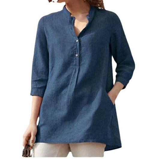 Casual Stand-up Collar Loose Blouse - Mubimart