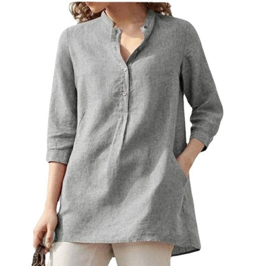 Casual Stand-up Collar Loose Blouse - Mubimart