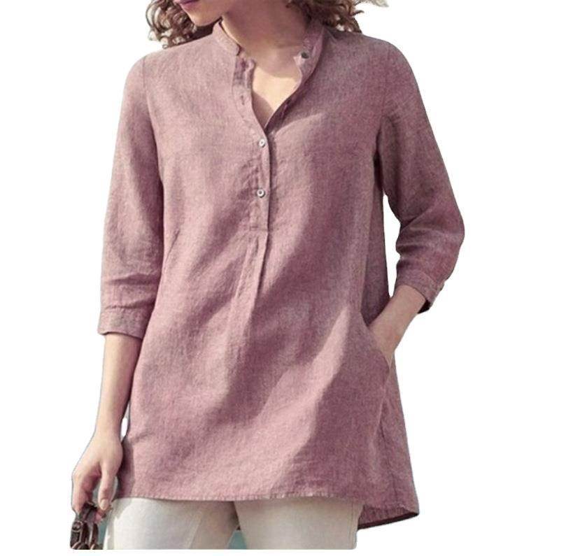 Casual Stand-up Collar Loose Blouse - Mubimart