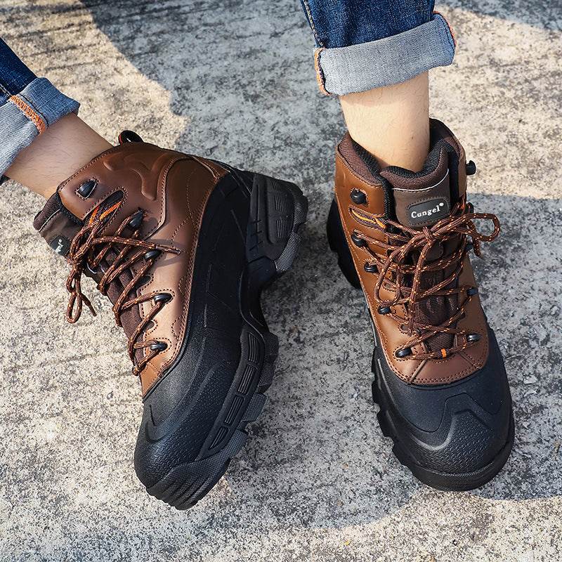 High-Top Wear-Resistant Steel-Soled Boots Mens Outdoor Desert Boots Tactical Boots Anti-Smashing Safety Boots - Mubimart