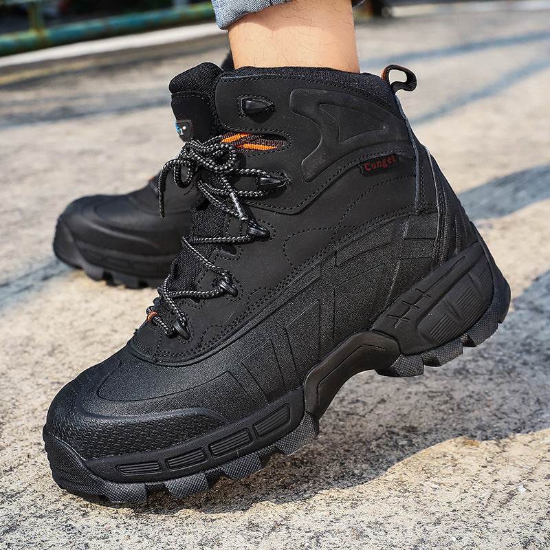 High-Top Wear-Resistant Steel-Soled Boots Mens Outdoor Desert Boots Tactical Boots Anti-Smashing Safety Boots - Mubimart