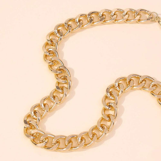 Fashion Big Necklace for Women Twist Gold Silver Color Chunky Thick Lock Choker Chain Necklaces Party Jewelry - Mubimart
