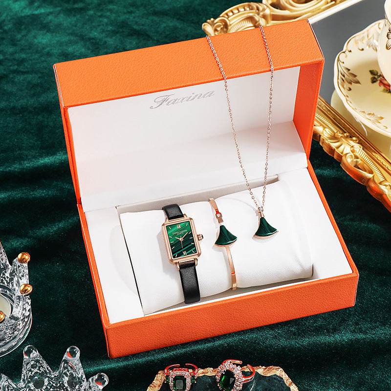 New Small Green Watch Fashion Square Suit Ladies Watch Women - Mubimart