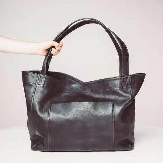 Large Capacity Oil Wax Tote Bags for Women Shoulder Bag - Mubimart