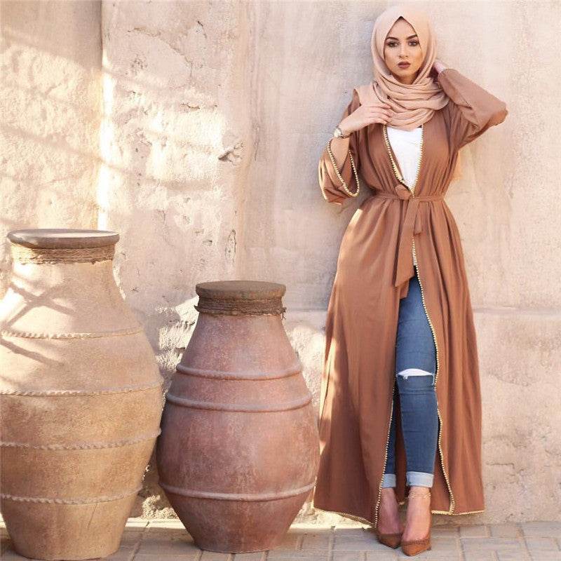 Middle Eastern Robe, Muslim Beaded Plus Size Cardigan For Women - Mubimart