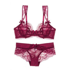 Ultra-Thin Sexy Gathered Lingerie Set, Big Breasts Show Small Size Bra - Mubimart -  