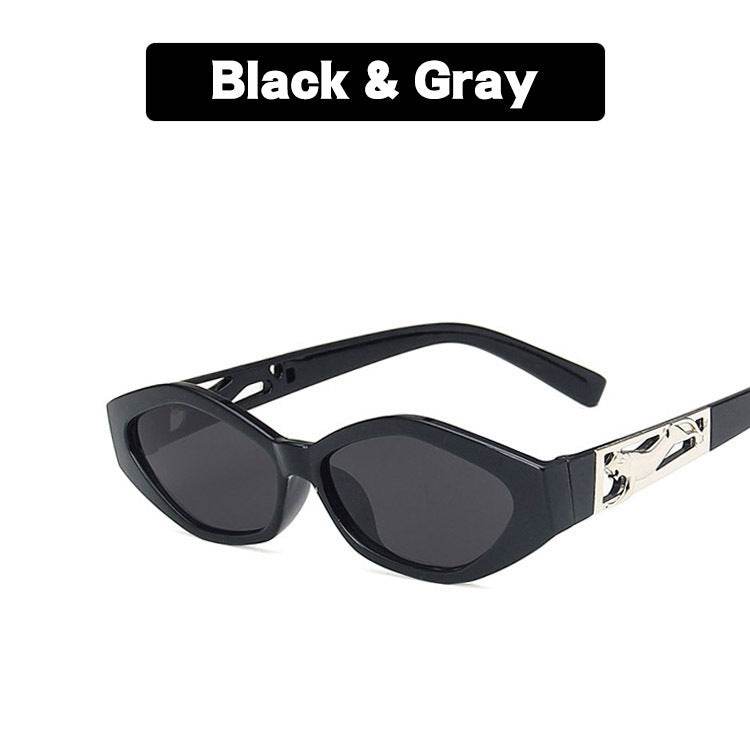 SO&EI Retro Small Frame Polygon Cat Eyes Women Sunglasses Brand Designer Fashion Cheetah Decoration Ladies Sun Glasses UV400 - Mubimart