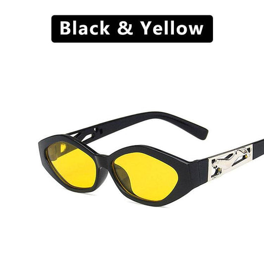 SO&EI Retro Small Frame Polygon Cat Eyes Women Sunglasses Brand Designer Fashion Cheetah Decoration Ladies Sun Glasses UV400 - Mubimart