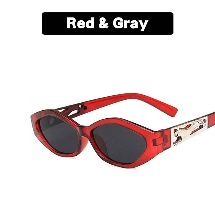 SO&EI Retro Small Frame Polygon Cat Eyes Women Sunglasses Brand Designer Fashion Cheetah Decoration Ladies Sun Glasses UV400 - Mubimart