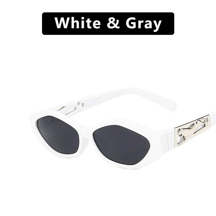 SO&EI Retro Small Frame Polygon Cat Eyes Women Sunglasses Brand Designer Fashion Cheetah Decoration Ladies Sun Glasses UV400 - Mubimart