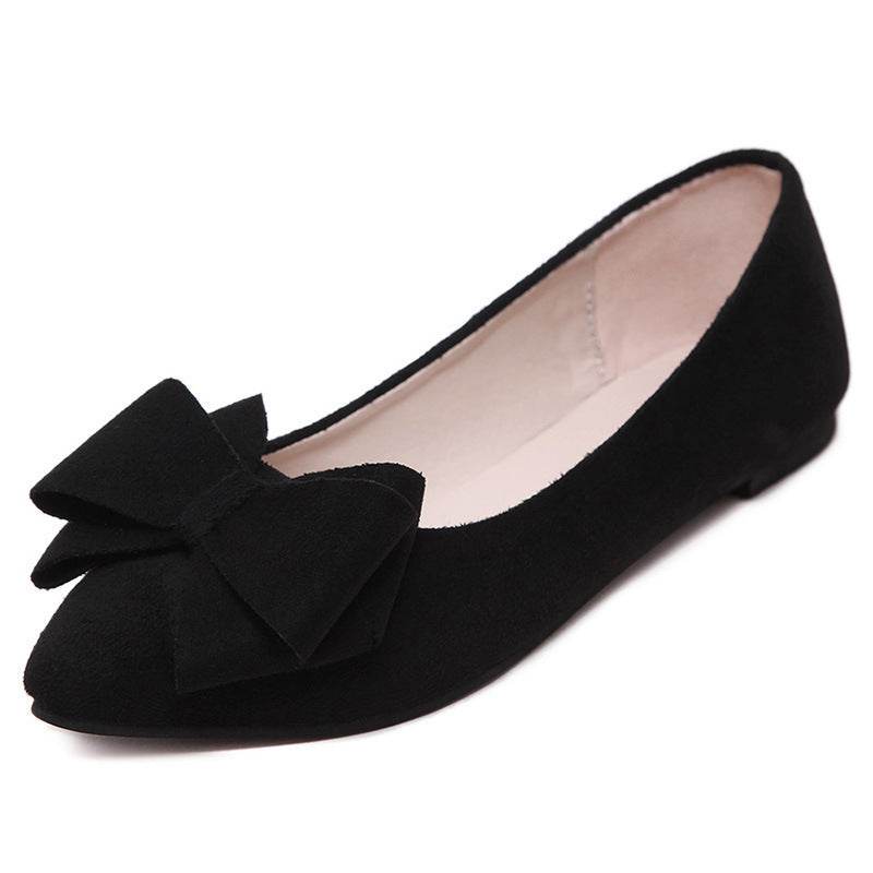 Spring Women's Shoes With Pointed Toe Flat Heel Flat Bow - Mubimart