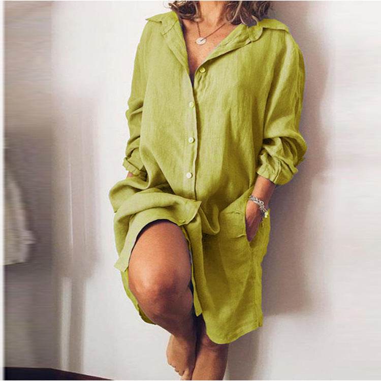 Loose Mid Length Shirts Women Dress Cover-ups Tunics For Mini Dress - Mubimart
