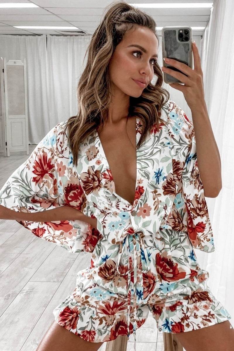 Rompers Wide Leg Playsuit Jumpsuit Women Fashion Bodysuit - Mubimart