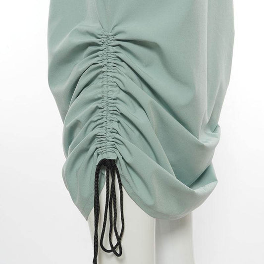 Workwear Elastic Waist Skirt With Smocked Pockets - Mubimart