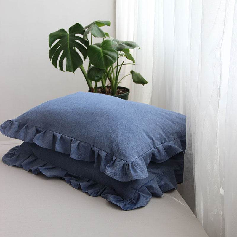 Pure Cotton Ruffled Pillowcase, A Pair Of Single Pillowcases - Mubimart