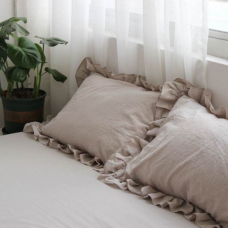 Pure Cotton Ruffled Pillowcase, A Pair Of Single Pillowcases - Mubimart